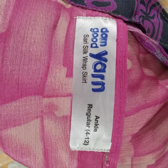 reversable darn good yarn sari silk wrap skirt ankle 4-12 boho hippy colorful - Picture 6 of 6
